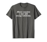 Misery Acquaints a Man Shakespeare Cita la Camiseta de la tempestad Camiseta, Hombre, Asfalto, M