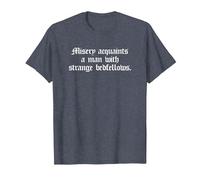 Misery Acquaints a Man Shakespeare Cita la Camiseta de la tempestad Camiseta, Hombre, Azul Jaspeado, XL