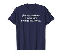 Misery Acquaints a Man Shakespeare Cita la Camiseta de la tempestad Camiseta, Hombre, Azul Marino, XXL