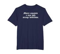Misery Acquaints a Man Shakespeare Cita la Camiseta de la tempestad Camiseta, Hombre Tallas Grandes, Azul Marino, 2X Alto