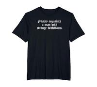 Misery Acquaints a Man Shakespeare Cita la Camiseta de la tempestad Camiseta, Hombre Tallas Grandes, Negro, 3X Alto