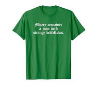 Misery Acquaints a Man Shakespeare Cita la Camiseta de la tempestad Camiseta, Hombre, Verde Kelly, XXL