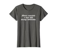 Misery Acquaints a Man Shakespeare Cita la Camiseta de la tempestad Camiseta, Mujer, Asfalto, XXL