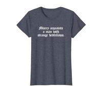Misery Acquaints a Man Shakespeare Cita la Camiseta de la tempestad Camiseta, Mujer, Azul Jaspeado, 3XL