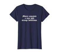 Misery Acquaints a Man Shakespeare Cita la Camiseta de la tempestad Camiseta, Mujer, Azul Marino, 3XL