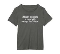 Misery Acquaints a Man Shakespeare Cita la Camiseta de la tempestad Camiseta, Mujer Tallas Grandes, Asfalto, 3XL Grande