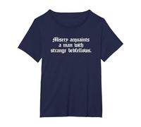 Misery Acquaints a Man Shakespeare Cita la Camiseta de la tempestad Camiseta, Mujer Tallas Grandes, Azul Marino, 3XL Grande