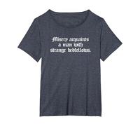 Misery Acquaints a Man Shakespeare Cita la Camiseta de la tempestad Camiseta, Mujer Tallas Grandes, Azul Jaspeado, 3XL Grande
