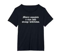 Misery Acquaints a Man Shakespeare Cita la Camiseta de la tempestad Camiseta, Mujer Tallas Grandes, Negro, 3XL Grande