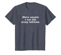 Misery Acquaints a Man Shakespeare Cita la Camiseta de la tempestad Camiseta, Niños, Azul Jaspeado, 2 años