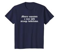 Misery Acquaints a Man Shakespeare Cita la Camiseta de la tempestad Camiseta, Niños, Azul Marino, 3 años