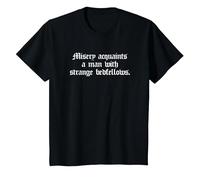 Misery Acquaints a Man Shakespeare Cita la Camiseta de la tempestad Camiseta, Niños, Negro, 3 años