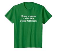 Misery Acquaints a Man Shakespeare Cita la Camiseta de la tempestad Camiseta, Niños, Verde Kelly, 2 años