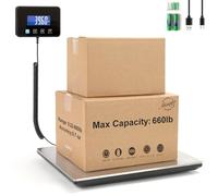 Miseyo Báscula de envío digital de 660 libras, báscula postal de acero inoxidable de alta precisión de 7.7 onzas para paquetes, equipaje, pequeñas empresas, almacén, batería y cable de carga incluidos