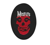 Misfit Misfits - Parche bordado para planchar, diseño de calavera con calavera roja y plateada, accesorio de recuerdo