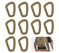 MisFun 10 Piezas Mosquetón de Plástico, Mosqueton Tactico, Mosquetón para Exteriores, Ganchos de Mosquetón, Forma en D Llavero para Bolsa Mochila Camping y Senderism (Caqui)