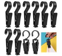MisFun 10 Piezas Pinzas Ropa Zeltclips Lichthaken Bootelklammer Cliphaken Zeltplanen Campingzelt Handtücher Clips Gancho de Luz de Clip de Tela de Toldo de Tienda Al Aire Libre (Negro)
