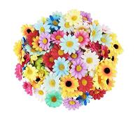 MisFun 100 Piezas Cabezas Flores de Margarita, Flores Artificiales de Margaritas, Cabezas Flores Artificiales, Mini Flores Cabezas de Flores para Manualidades Decor de Boda Fiesta Hogar