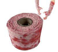 MisFun 10M Gasa De Sangre De Halloween, Tela De Gasa Ensangrentada con Estampado Blanco, Paño De Sangre Espeluznante Decoración Halloween, Tela con Sangre Aterradora para Fiestas Y Halloween