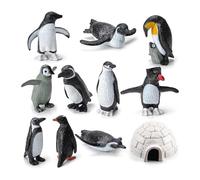 MisFun 11 Piezas Figuras de Pingüinos, Miniatura de Pingüinos, Miniatura Animales Marinos de Juguete, Antártida Juguetes de Animales Marinos, para El Equipo del Juguete De Los Niños Preescolares