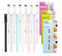 MisFun 12 Bolígrafos de Tinta de Gel Kawaii, 480 Notas Adhesivas para Gatos, Bolígrafos de Gel de Secado Rápido, Bolígrafos de Tinta de Gel, Bolis Bonitos con Gato para Hogar Escuela y Oficina
