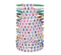 MisFun 16 Pcs Taylor Pulseras de Amistad, TS Album Inspirado Pulseras Set, con Letras y Caras Sonrientes, Pulsera Amistad Regalos para NiñAs, Decoraciones de Despedida de Soltera