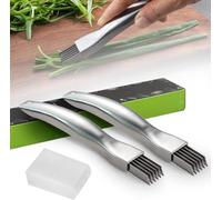 MisFun 2 PCS Shred Silk The Knife, Stainless Steel Chopped Green Onion Knife, Kitchen Vegetable Cutter Sharp Scallion Shredding Cutter Shred Knife Household Multifunctional Food Slicer Gadget