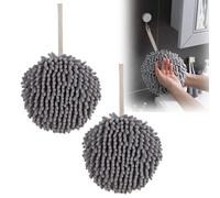 MisFun 2 Pcs Toalla de Mano Absorbente para Colgar de La Mano, Toalla de Felpilla Suave Toallas de Mano para Baño, Juego de Toallas de Mano Multiusos, Toalla Pelo para Aseo, Cocina Y Baño (Gris)