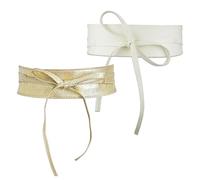 MisFun 2 Pieza Cinturón Mujer, Cinturones Ancho de Cuero PU para Resaltar tu Figura y Agregar Elegancia a Tus Conjuntos