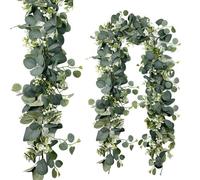 MisFun 2 Piezas 180cm Guirnalda de Eucalipto Artificial Planta Artificiales Eucalyptus, Guirnaldas Artificiales de Eucalipto con Hojas, para Arco de Bodas Fiestas Mesas de Comedor Decoración