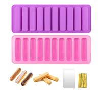 MisFun 2 Piezas Moldes Reposteria,Moldes de Silicona Rectangulares,Moldes de Barra de Cereal Silicona,10 Cavidades,para Jabón,Barra Energética,Barra de Cereales,Barras de Chocolate,wen-bgmu-2