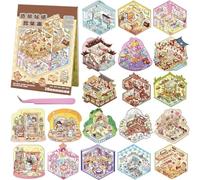 MisFun 20 Sets Pegatinas para Casa 3D DIY Lindo Fun Cartoon 3D Sticker Scene Pegatinas para Escenas House Stickers Escena Creativa Fun DIY Stacking Scene Stickers con 1 Pinzas (A)