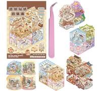 MisFun 20 Sets Pegatinas para Casa 3D DIY Lindo Fun Cartoon 3D Sticker Scene Pegatinas para Escenas House Stickers Escena Creativa Fun DIY Stacking Scene Stickers con 1 Pinzas (A)