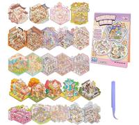 MisFun 20 Sets Pegatinas para Casa 3D DIY Lindo Fun Cartoon 3D Sticker Scene Pegatinas para Escenas House Stickers Escena Creativa Fun DIY Stacking Scene Stickers con 1 Pinzas (B)