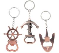 MisFun 3 Pcs Abridor Cerveza, Abridor de Botellas de Ancla Llavero, Abridor de Cerveza Aluminio, Llaveros Abrebotellas Con Anilla, Juego de Sacacorchos de Cerveza Serie Pirata Divertido