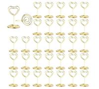 MisFun 30 Piezas Soporte Tarjetas Mesa Boda, Memo Clip, Marcasitios Boda, Soporte Fotos, Titular del Número de Mesa, para Boda Soporte Fotos Oficina Banquetes Fiesta(Forma de Corazón)