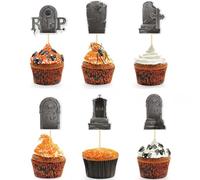 MisFun 36 Piezas De Adornos Para Cupcakes Con Lápidas De Halloween, Decoración Para Cupcakes De Halloween, Toppers De Patrón De Lápida Palillos De Lápida Primeros De La Magdalena De Halloween