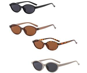 MisFun 4 Piezas Gafas de Sol Mujer, Oval Retro Pequeña Gafas de Sol, Clásicas Cat Eye Sunglasses Protección UV400, Estilo Vintage de Los 90, Sunglasses Women para Mujeres, Hombres, Niños, Fiestas