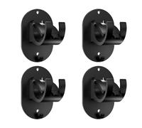 MisFun 4 Piezas Soporte Barra Cortina, Ganchos Cortinas Soporte Para Barra Cortina, Soporte de Barra de Cortina Autoadhesiva Gancho Autoadhesivo, Ganchos Adhesivos Para Barra de cortina (Negro)