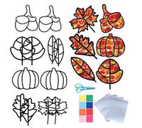 MisFun 57 Piezas Manualidades de Otoño para Niños, Guirnaldas de Otoño para Manualidades, Conjunto Infantil de Manualidades de Otoño, Decoracion de Ventanas para DIY Festival Decoración (Hoja)