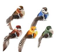 MisFun 5Pcs Decoración de Pájaro, Pájaros Artificiales Ornaments con Pinza, Pájaro Decorativo Artificial de Imitación, Adornos Navideños para Jardín Hogar Decorations DIY Fiesta Boda Navideñas