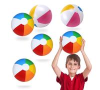 MisFun 6 Piezas Pelota Playa Hinchable, Rayas coloridas Pelotas de Playa, Pelota Hinchable, Verano Pelotas de Playa Inflables Para Niños Adultos Playa, Fiesta de Piscina, Actividades al Aire Libre