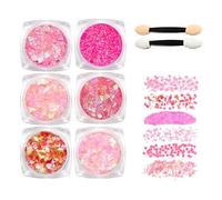 MisFun 6 Piezas Purpurina Facial con Purpurina para el Cuerpo, Gel Purpurinas Cara, Cara y Cuerpo Glitter Flakes Paillette, Body Glitter Gel, Purpurinas Brillante para Cosméticos, Uñas, Fiesta (Rosa)