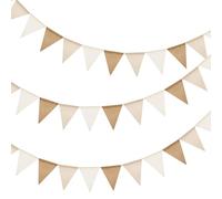 MisFun Banderines Decorativos, 3 x 3M Guirnalda Banderines, Total 9m con 36 Piezas Banderín de Arpillera, Guirnalda De Banderín De Yute, para Dormitorio de Fiesta de Cumpleaños o Decoración de Bodas