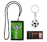 MisFun Billetera De Fútbol, Monedero con Llavero, Bolso Halter con Estampado, Cartera para Colgar, Monedero Niño, Cartera para Niños con Ventana para Carné De Autobús