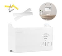 MisFun Caja de Almacenamiento WiFi Enrutador, Caja Router Pared, Almacenamientos para Router y Cables, Cajas de Almacenamiento WiFi Montada, Blanco Routers Rack, para Decoración del Hogar