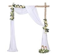 MisFun Cenefa de Boda Cortinas con Cenefas, Cortina de Arco de Boda 75 x 800 cm, Cortina Transversal de Tul Transparente, Decoración a Mano Libre para Fotografía Fiesta Cumpleaños Boda (Blanco)