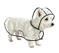 MisFun Chubasquero para perro, transparente, ajustable y transpirable, impermeable, con capucha, plástico, cachorros, con agujero, para perros pequeños, S (19-22 cm)