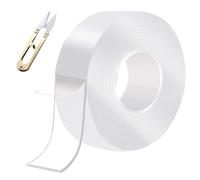 MisFun Cinta Adhesiva Doble Cara Extrafuerte, 3M Transparente Nano Potent Tape Doble Cara, Cinta Nano Tape de Montaje Removible y Reutilizable con Tijeras para Fotos, Pósters, Cocina, Fiesta