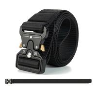 MisFun Cinturon Tactico Hombre, Cinturones de Lona de Nailon de Estilo Militar, Cinturón Militar Hombrev 1,5 Pulgadas, Cinturon Trabajo Hombre, para Escalar, Entrenar, Montañas (Negro)